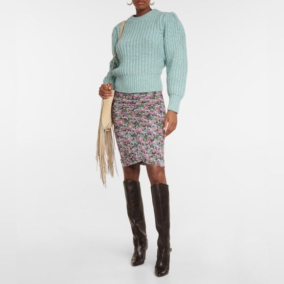 ISABEL MARANT Pacey Merino Wool Knit Sweater Blue-LT 36 Italy - Picture 5 of 17